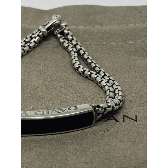 David Yurman Sterling Silver & Onyx ID Bracelet Double Box Chain Link 8.5” - Picture 5 of 9